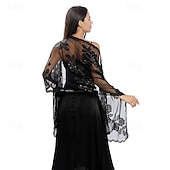 levne Šály a šátky-Přehozy přes ramena Dámské bolerko Zábaly pro svatební hosty Elegantní dámy Bez rukávů Polyester Svatební Bolerka S Flitry Pro Svatební Léto