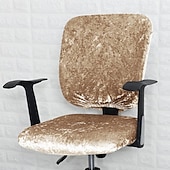 abordables Housse de fauteuil de bureau-Housse de chaise de bureau en velours, housse de chaise de bureau d&#039;ordinateur, élasthanne extensible, anti-poussière, universelle, rotative, pivotante, housse de protection, ensemble de 2 pièces,