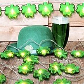 cheap Battery String Lights-Irish St. Patrick&#039;s Day Clover Colored String Lights Outdoor Camping Decorative String Lights