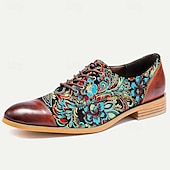 cheap Elemental Dress Shoes-Men&#039;s Retro Floral Jacquard Fabric Oxford Shoes with Leather Accents - Casual and Formal Occasions