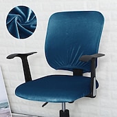 abordables Housse de fauteuil de bureau-Housse de chaise de bureau en velours, housse de chaise de bureau d&#039;ordinateur, élasthanne extensible, anti-poussière, universelle, rotative, pivotante, housse de protection, ensemble de 2 pièces,