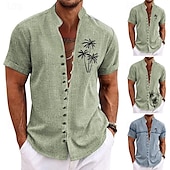 economico Piante tropicali-Per uomo Albero di cocco Piante tropicali Camicia Camicia hawaiana Camicia Aloha Manica corta Camicia Colletto alla coreana Di tendenza Streetwear Originale Esterno Da mare Strada verde 1# Verde 2
