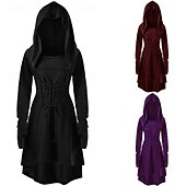 abordables Robe-Médiéval Renaissance Robe de cocktail Robe Costume de cosplay Viking Étranger Ranger Elfe Déguisement Femmes Viking Fantaisie Halloween Carnaval Mascarade Soirée Festival Adulte Robe
