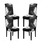 abordables Funda para silla de comedor-Juego de 4 fundas para silla de comedor de spandex elástico, funda protectora para silla elástica con estampado floral, funda para asiento con banda elástica para comedor, boda, ceremonia, banquete,