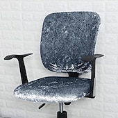 abordables Housse de fauteuil de bureau-Housse de chaise de bureau en velours, housse de chaise de bureau d&#039;ordinateur, élasthanne extensible, anti-poussière, universelle, rotative, pivotante, housse de protection, ensemble de 2 pièces,