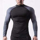 levne pánská aktivní trička a tanky-Pánské Tričko Gymnastická košile Pánské topy Stojáček Dlouhý rukáv Sport Běžné / Denní Posilovna Rychleschnoucí Prodyšné Měkké Slátanina Barevné bloky Černá Bílá Sportovní oděvy Módní Základní