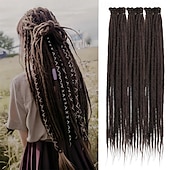 abordables Crocheter les cheveux-Extensions de dreadlocks de 24 pouces 20 brins hippie à extrémité unique dreads 0,6 cm de largeur extensions loc style reggae cheveux au crochet synthétiques pour femmes et hommes