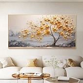 cheap Tree Oil Paintings-Hand painted  Cherry Tree Oil Painting on Canvas Large handmade Textured gold tree oil painting Wall Art Abstract Blooming Tree Painting for Bedroom hotel Wall Decor Nature Art Decor