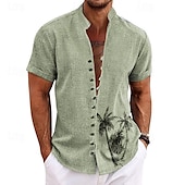 economico Piante tropicali-Per uomo Albero di cocco Piante tropicali Camicia Camicia hawaiana Camicia Aloha Manica corta Camicia Colletto alla coreana Di tendenza Streetwear Originale Esterno Da mare Strada verde 1# Verde 2