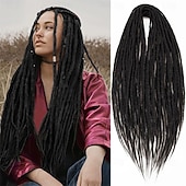 preiswerte Haare häkeln-24-Zoll-Dreadlocks-Verlängerungen, Goddess Locs, Häkelhaar für Frauen, 10 Stränge, handgefertigte Dreadlock-Häkelhaarzöpfe, synthetisch, dünn, 0,6 cm, Hippie, gerade, doppelendige Dreads