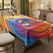 cheap Tablecloth-Whirlpool Print Rectangle Tablecloth Waterproof Rectangular Table Cloth  for Kitchen Dining