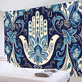 ieftine Tapiserii de vacanță-Epocă hamsa agățată de mână tapiserie eid ramadan artă de perete tapiserie mare decor mural fotografie fundal pătură perdea acasă dormitor living decor