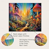 billiga Blacklight tapestries-blacklight gobeläng uv reaktiv glöd i mörkret glöd fest neon svamp väg landskap psykedelisk trippy dimmigt hängande gobeläng väggkonst väggmålning för att leva