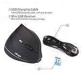 cheap Mice-ZELOTES F-35 Wireless 2.4GHz Rechargeable Vertical Mice 6 Buttons 2400 DPI Adjustable Ergonomic Optical Gaming Computer Mouse