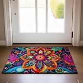 お買い得  玄関マット-絵画 曼荼羅 ボヘミアン 玄関マット V 滑り止め オイルプルーフ ラグ 屋内 屋外 マット 寝室 装飾 バスルーム マット 玄関 ラグ