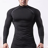 levne pánská aktivní trička a tanky-Pánské Tričko Gymnastická košile Pánské topy Stojáček Dlouhý rukáv Sport Běžné / Denní Posilovna Rychleschnoucí Prodyšné Měkké Slátanina Barevné bloky Černá Bílá Sportovní oděvy Módní Základní