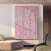 preiswerte Blumen-/Botanische Gemälde-handgemaltes abstraktes rosafarbenes Blumenölgemälde auf Leinwand, handgefertigtes Blumenölgemälde, Wandkunst, Gemälde, moderne Malerei, Frühlingskunstwerk, Wanddekoration für Wohnzimmer,