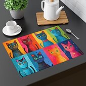 זול Placemats &amp; תחתיות וטריב-מחצלות שולחן 12x18 אינץ&#039; מחצלות שולחן לשולחן בדוגמת בעלי חיים לקישוט מטבח למסיבה