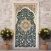 tanie Okładki drzwi-ramadan kareem meczet pokrowce na drzwi wystrój muralu drzwi gobelin zasłona drzwi dekoracja tło drzwi banner zdejmowany na frontowe drzwi kryty na zewnątrz domu dekoracja pokoju dom wystrój dostaw