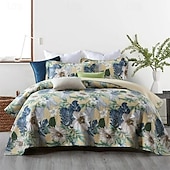 economico Copriletti, coperte e completi-Set trapunta con motivo floreale a forma di uccello in cotone 100%, set copriletto copriletto king size per tutte le stagioni, set di biancheria da letto oversize leggero