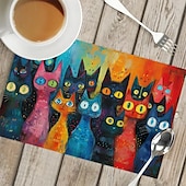 זול Placemats &amp; תחתיות וטריב-מחצלות שולחן 12x18 אינץ&#039; מחצלות שולחן לשולחן בדוגמת בעלי חיים לקישוט מטבח למסיבה