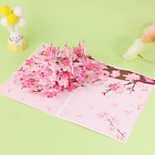 baratos Adesivos-cartão pop-up de flores de cerejeira, cartão pop-up de buquê de flores 3d com cartão de nota e envelope cartão pop-up de dia das mães