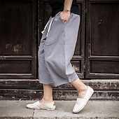 ieftine Retro-Bărbați Pantaloni de in Pantaloni de vară Pantaloni de plajă Cordon Buzunar Talie elastică Simplu Confort Respirabil Lungime gambă Zilnic Plajă Vacanță Hawaiană Boho Gri Închis