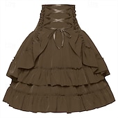 cheap Bottoms-Retro Vintage Medieval Renaissance Skirt Pirate Flounced Asymmetric Hem Solid Colored Women&#039;s Pirate Fantasy Steampunk Masquerade Party / Evening Adults&#039; Skirts