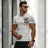 voordelige Polo met dierenprint voor heren-Voor heren Slang Poloshirts Golfshirt Korte mouw Poloshirt Overhemden met kraag Casual Grappig Streetwear Vakantiekleding Feestoutfits Knop 3D-afdrukken Zomer Lente Herfst Zwart Wit Khaki