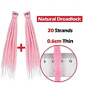 abordables Crocheter les cheveux-Extensions de dreadlocks synthétiques fines de 14 pouces 0,6 cm 20 brins extension de dreadlocks reggae courte à une extrémité rose dreads loc 14