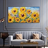 preiswerte Blumen-/Botanische Gemälde-Handgemaltes 3D-Sonnenblumen-Leinwand-Textur-Kunstgemälde, handgefertigtes abstraktes Messer-Sonnenblumen-Heimgemälde, handgefertigtes Landschafts-Pflanzenölgemälde für