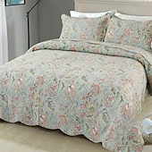 economico Copriletti, coperte e completi-Set trapunta con motivo floreale a forma di uccello in cotone 100%, set copriletto copriletto king size per tutte le stagioni, set di biancheria da letto oversize leggero
