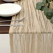 billige Bordduker-boho cheesecloth bordløper lang gasbind romantisk bordløper for bryllup, brudedusjer, babyshower, Thanksgiving, bursdager, spisestue, kommode, fars dag, lærernes dag, hjemmeinnredning