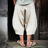 ieftine Retro-Bărbați Pantaloni de in Pantaloni de vară Pantaloni de plajă Cordon Buzunar Talie elastică Simplu Confort Respirabil Lungime gambă Zilnic Plajă Vacanță Hawaiană Boho Gri Închis