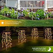 halpa Pathway Lights &amp; Lanterns-1kpl 5 W Aurinkopaneeli LED-valot Aurikoladattava Lämmin valkoinen Monivärinen 5 V 300 LED-helmet