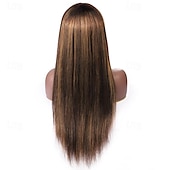 economico Parrucche di capelli veri senza cuffia-evidenzia parrucche diritte per capelli umani con frangia parrucche complete fatte a macchina parrucca bionda parrucche colorate p4 / 27 parrucca di capelli brasiliani di remy