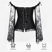 tanie Gotyk-Seksowny Retro / vintage Rokoko Krótki Mini Sukienka Gorset na biust gorset Żakard Koronka Z odsłoniętymi ramionami Strój na bal maskowy Damskie Halloween Karnawał Bal maskowy Studniówka Impreza
