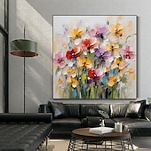 abordables Peintures fleurs/botaniques-impressionnisme abstrait couteau à palette fleurs art mural peint à la main 3d peinture florale à la main coloré 3d peintures texturées peintures décoratives modernes sans cadre