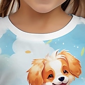tanie 3D zwierzęta dziewczynki-Dziewczęce koszulki 3d dla psów z krótkim rękawem nadruk 3d lato aktywny moda śliczne poliester dzieci 3-12 lat okrągły dekolt na zewnątrz na co dzień codzienny regularny krój