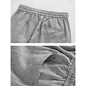 cheap Luxury Linen Pants-100% Linen Men&#039;s Shorts Linen Shorts Summer Shorts Pocket Drawstring Elastic Waist Plain Breathable Comfortable Short Daily Vacation Going out Classic Casual Black Navy Blue