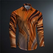 preiswerte Geometrische Muster-Herren 3D-Druck Geometrische Muster Knopfhemd Bedruckte Hemden Langarm Subkulturell Urlaub Party Strasse Frühling Sommer Umlegekragen Bedruckt Button-Down Gelb Rote Purpur Orange Grün