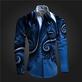 economico Modello 3D-Per uomo Camicia con bottoni Camicie stampate Manica lunga Sottoculturale Da mare Feste Strada Primavera estate Collo ripiegabile Stampa Bottone giù Rosso Blu Viola Grigio