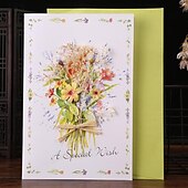 cheap Stickers-Handmade Dried Flowers Greeting Cards Thank You Card Birthday Party Graduation Wedding Invitation Anniversary Card Flower Bouquet Card for Wife Valentine Mom Day Gift