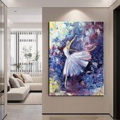 voordelige Schilderijen van mensen-abstract danser olieverfschilderij handgeschilderde kunst aan de grote muur wit ballet schilderij boho muur decor aangepaste schilderij mooi meisje schilderij op canvas voor woonkamer slaapkamer