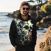 economico felpe 3d da uomo-Per uomo Costumi scheletro Felpa con cappuccio Felpe Felpa Felpa con cappuccio Manica lunga Felpa con cappuccio Con cappuccio Punk gotico Stampa 3D Feste Per eventi Abbigliamento di strada Nero Verde