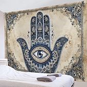 ieftine Tapiserii de vacanță-Epocă hamsa agățată de mână tapiserie eid ramadan artă de perete tapiserie mare decor mural fotografie fundal pătură perdea acasă dormitor living decor