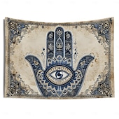 ieftine Tapiserii de vacanță-Epocă hamsa agățată de mână tapiserie eid ramadan artă de perete tapiserie mare decor mural fotografie fundal pătură perdea acasă dormitor living decor