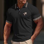 preiswerte Klassisches Poloshirt für Herren-Herren Baumwoll-Poloshirt Golfshirt Lässig Sport Gerippter Polokragen Kurzarm Mode Basic Farbblock Patchwork Bestickt Sommer Normale Passform Schwarz Weiß Gelb Grau Baumwoll-Poloshirt