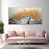 cheap Tree Oil Paintings-Hand painted  Cherry Tree Oil Painting on Canvas Large handmade Textured gold tree oil painting Wall Art Abstract Blooming Tree Painting for Bedroom hotel Wall Decor Nature Art Decor