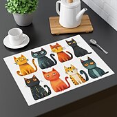 זול Placemats &amp; תחתיות וטריב-מחצלות שולחן 12x18 אינץ&#039; מחצלות שולחן לשולחן בדוגמת בעלי חיים לקישוט מטבח למסיבה